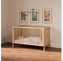 Lit bébé évolutif MARELIA cèdre et tressage rotin  70 x 140 cm - Bois naturel