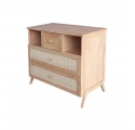 Commode MARELIA cèdre et tressage rotin - Bois naturel