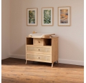 Commode MARELIA cèdre et tressage rotin - Bois naturel