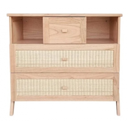 Commode MARELIA cèdre et tressage rotin - Bois naturel