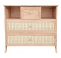 Commode MARELIA cèdre et tressage rotin - Bois naturel