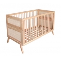 Lit bébé évolutif MARELIA cèdre et tressage rotin  70 x 140 cm - Bois naturel