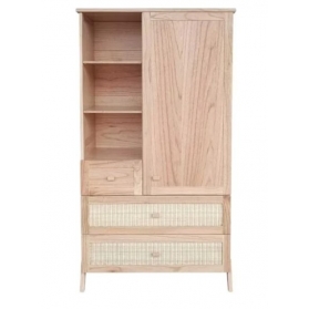 Armoire MARELIA bois et tressage rotin - Bois naturel