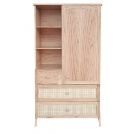 Armoire MARELIA bois et tressage rotin - Bois naturel