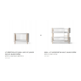 Kit de transformation du lit Wood Mini+ vers le lit superposé Wood Mini+ - Blanc/Chêne