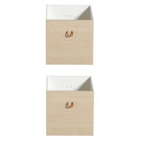 Boite de rangement WOOD Blanc/Chêne - Lot de 2 pièces