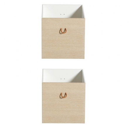 Boite de rangement WOOD Blanc/Chêne - Lot de 3 pièces
