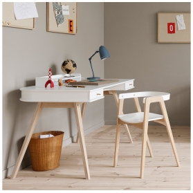 Chaise Wood avec accoudoirs Blanc / Chêne