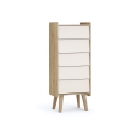 Chiffonnier Vintage Fresh chêne / sable beige avec 5 tiroirs