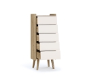 Chiffonnier Vintage Fresh chêne / sable beige avec 5 tiroirs