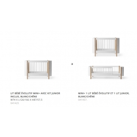 Kit famille Mini+ complément au Lit bébé évolutif Mini+, avec kit junior inclus, blanc/chêne