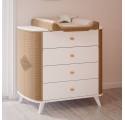 Commode COQUILLAGE cèdre et rotin avec plan à langer amovible