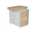 Commode COQUILLAGE cèdre et rotin avec plan à langer amovible