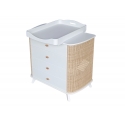 Commode COQUILLAGE cèdre et rotin avec plan à langer amovible